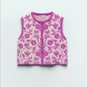 Jackets & Coats | Floral Jacquard Knit Vest | Poshmark